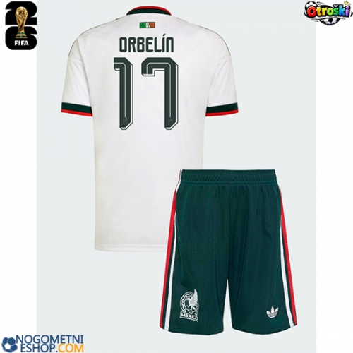 Otroški Nogometni dresi Mehika Orbelin Pineda #17 Gostujoči SP 2026 Kratek Rokav (+ Kratke hlače)